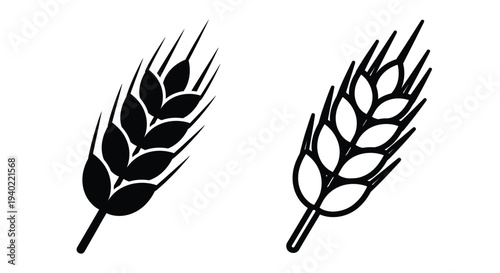 Two wheat stalks depicted in a striking black silhouette