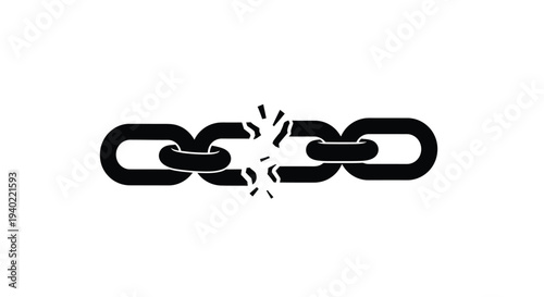 Broken chain links representing freedom strength and resilience silhouette