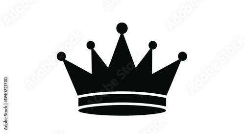 A black silhouette of a regal crown with ornate details