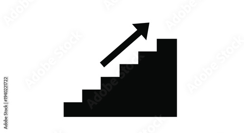 Simple black steps leading upwards highlighted as a silhouette