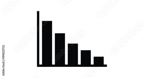Descending bar graph illustration in stark black a minimalist silhouette