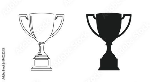 Two trophy illustrations one light and one dark a striking silhouette