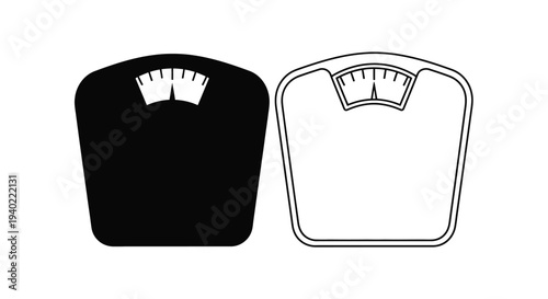 Two bathroom scales one filled and one outlined shown as a silhouette