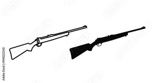 Two rifles displayed in a stark black outline silhouette
