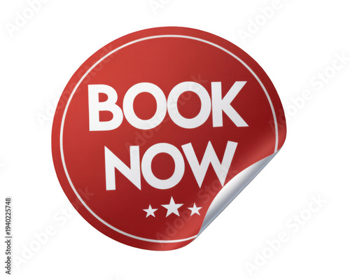 Book now button isolated on transparent background
