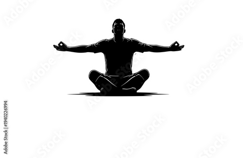 Soccer Striker Zen Meditation Celebration Silhouette, Football Legend Goal Pose Vector Sticker, Mindful Sports Athlete Illustration
