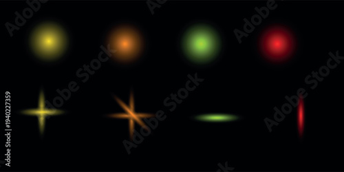 Multicolored blurry lights on black background