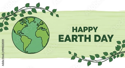 Green eco environment concept illustration featuring a global earth globe tree and recycle leaf symbols to save the planet nature through sustainable energy design. Perfect for Earth Day.