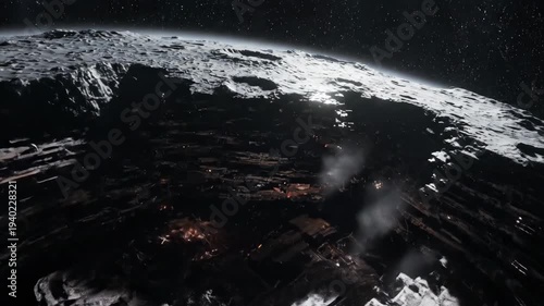 Stunning Close-Up View of the Moons Surface with Craters.