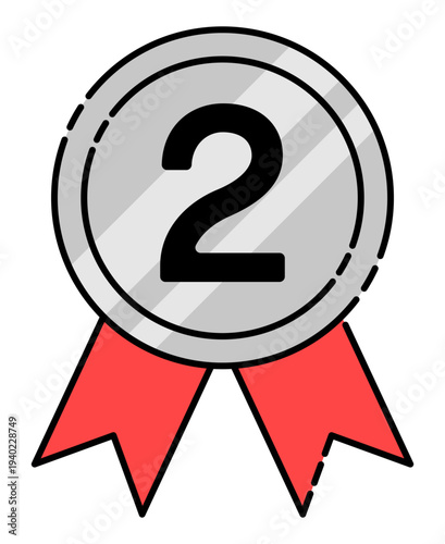 2位 メダル アイコン 単体 ベクター素材