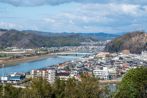 日本の岡山県笠岡市の古城山の美しい風景