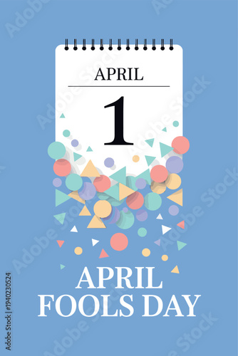 April Fools Day Calendar Design with Colorful, Shattered Effects for Pranks