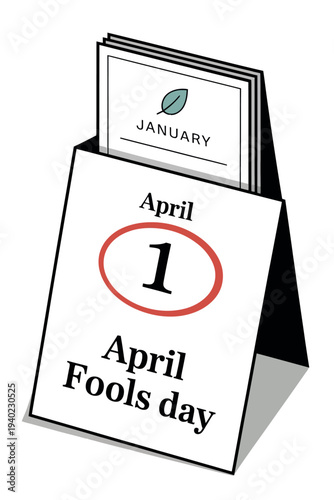 April Fools Day with Desk Calendar Design Highlighting April 1st for Fun Celebration