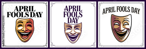 April Fools Day Illustration with Laughing Comedy Mask
