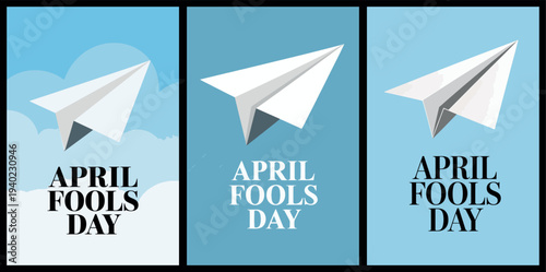 April Fools Day with Paper Airplane Illustrations and Playful Typography