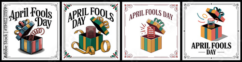 April Fools Day Surprise Gift Box Illustrations with Playful Prank Theme