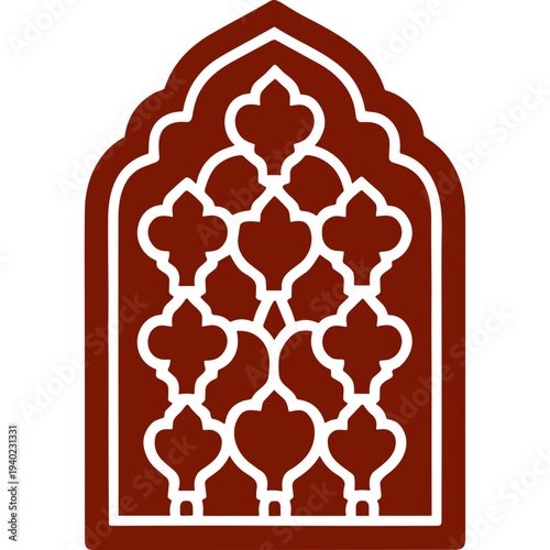 Geometric Elegance: Intricate window design in a rich hue, a showcase of meticulous craftsmanship, its patterns are a dance of light and shadow, and the allure of architectural finesse.