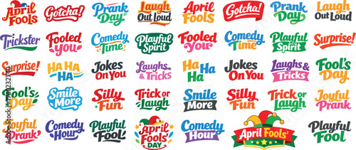 April Fools Day Fun Stickers with Pranks, Jokes, and Silly Phrases