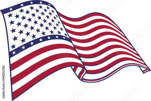 United States Flag Vector Graphic. Red, White and Blue Stars and Stripes.