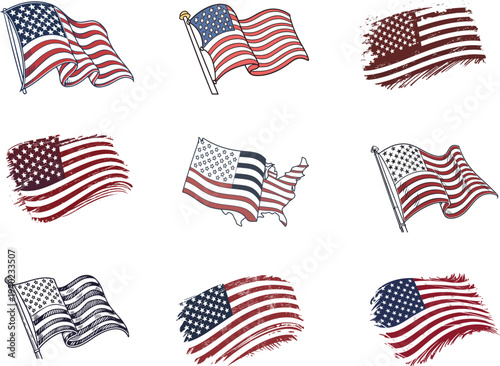 United States Flag Vector Graphic. Red, White and Blue Stars and Stripes.