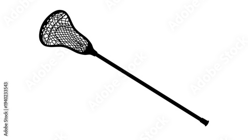 game lacrosse stick, black isolated silhouette