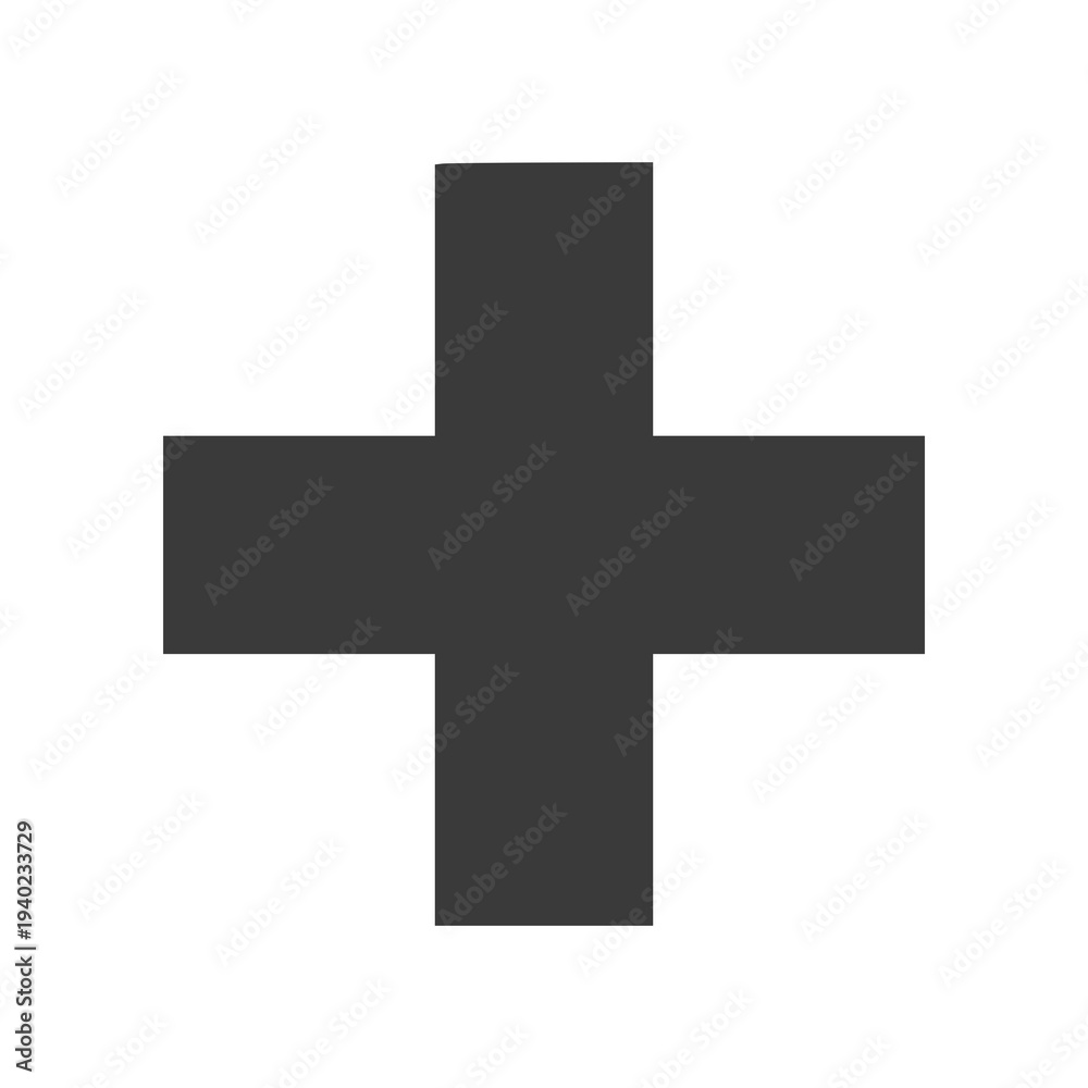 Fototapeta premium Minimal medical cross icon in clean flat SVG style. Simple geometric healthcare symbol suitable for hospitals, clinics, pharmacies, emergency services, and medical applications.