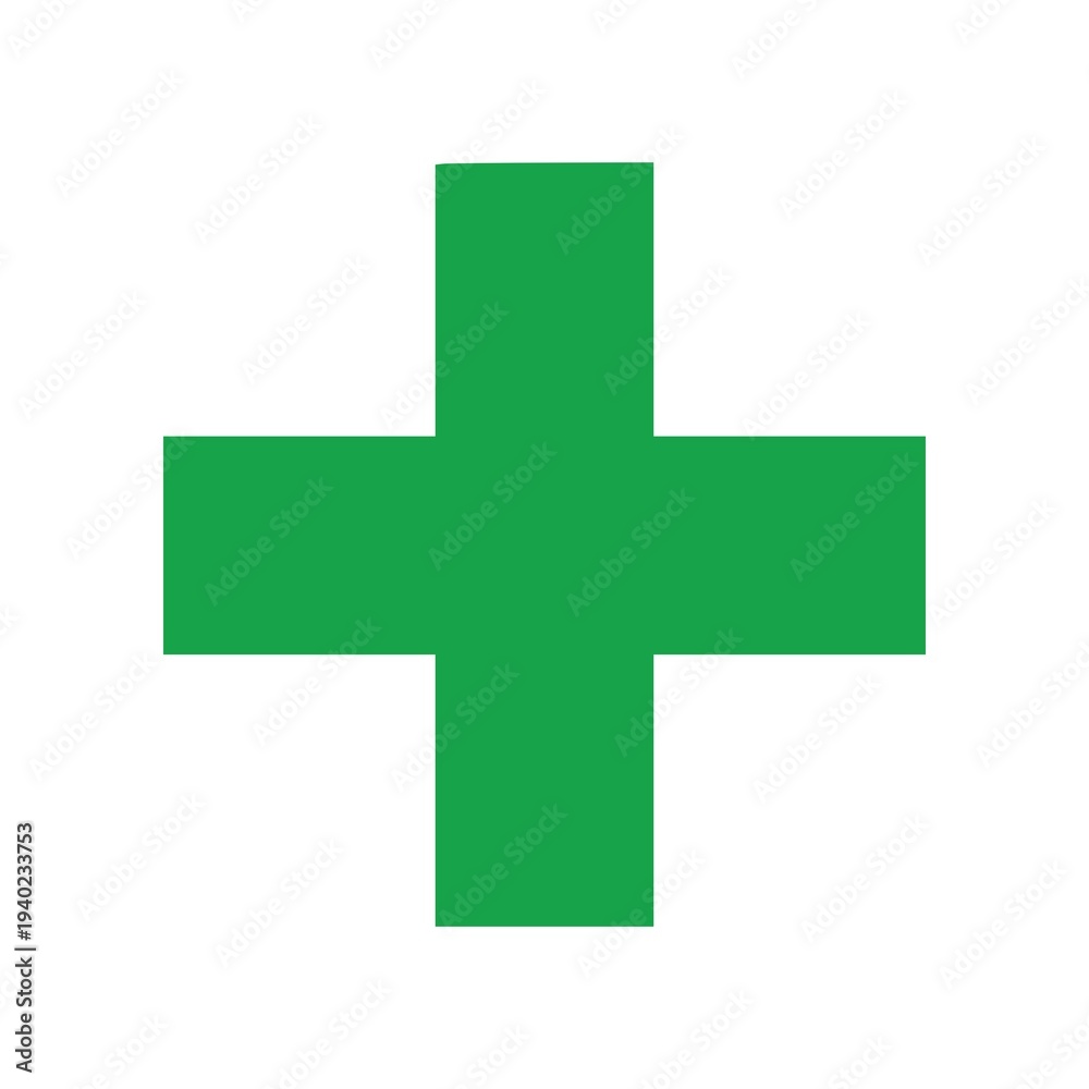 Fototapeta premium Minimal medical cross icon in clean flat SVG style. Simple geometric healthcare symbol suitable for hospitals, clinics, pharmacies, emergency services, and medical applications.