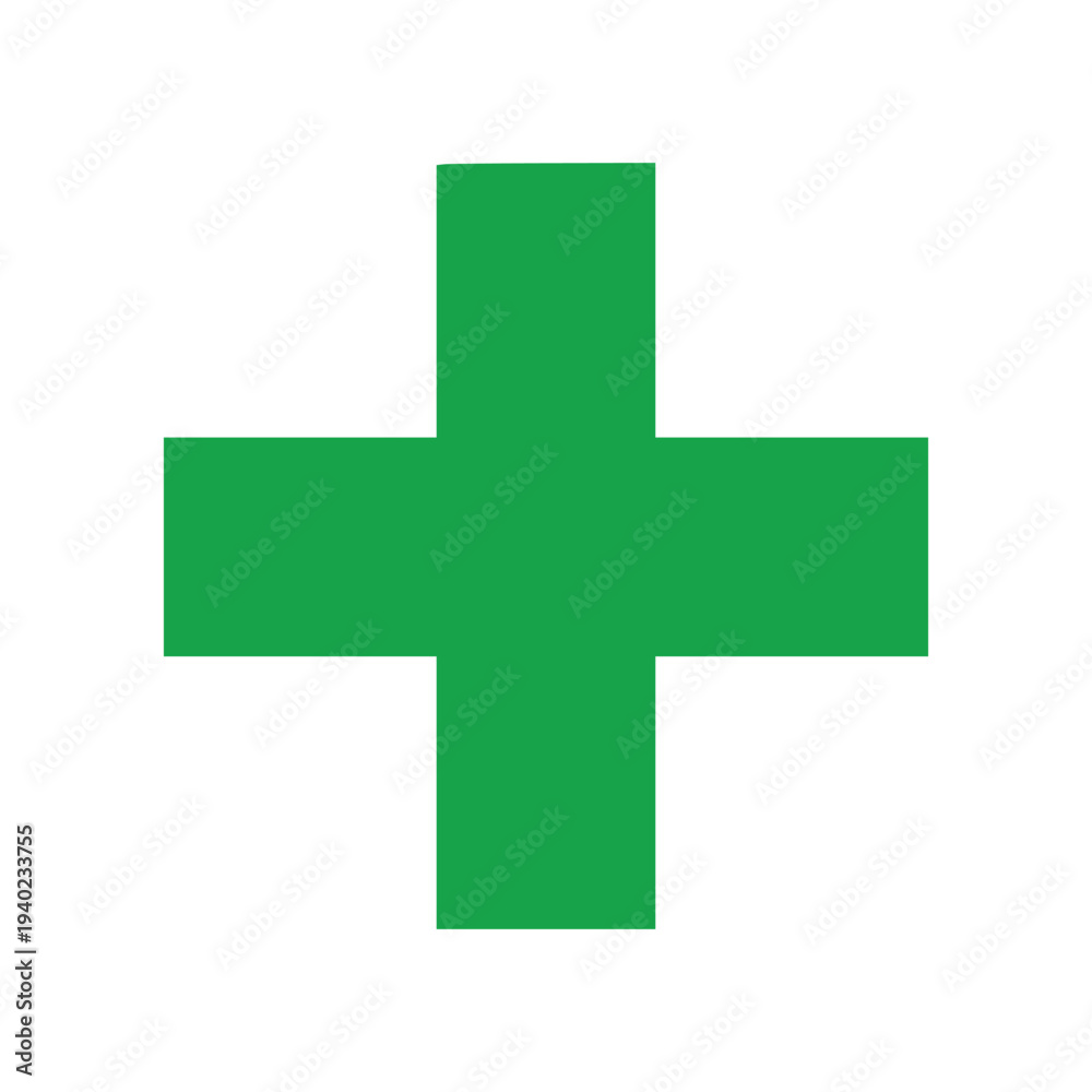 Obraz premium Minimal medical cross icon in clean flat SVG style. Simple geometric healthcare symbol suitable for hospitals, clinics, pharmacies, emergency services, and medical applications.