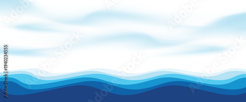 Sea waves layered vector background illustration and sea beach vector illustration.