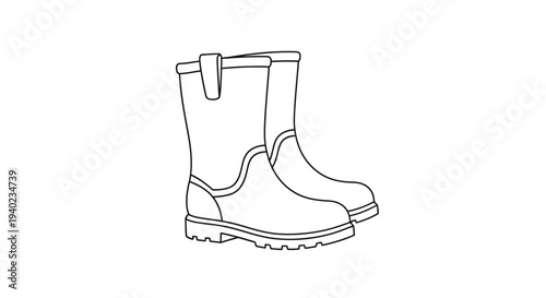 Pair of robust rubber gardening boots, wellington boots, essential for outdoor work and protection on isolated white background