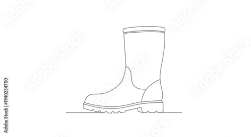 Single sturdy rubber gardening boot, perfect for rainy days and working in the garden, on isolated white background