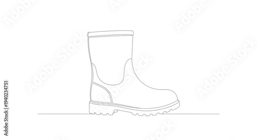 Single durable rubber gardening boot, also known as a wellington boot, standing ready for outdoor tasks on isolated white background
