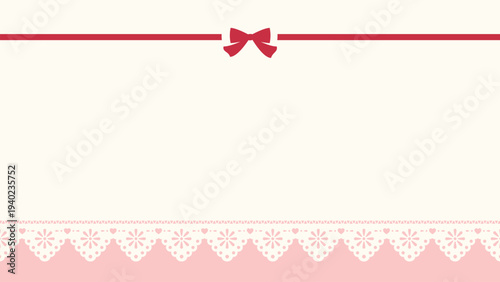 レースとリボンとピンクの背景、16対9の横長サイズ