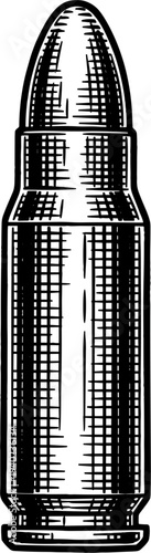 Black And White Bullet Illustration On White Background