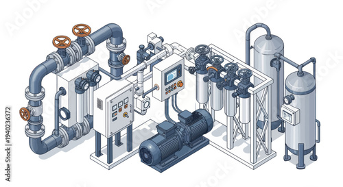 Industrial Water Treatment System for Purification and Filtration.