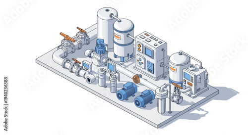 Industrial Water Treatment System for Purification and Filtration.