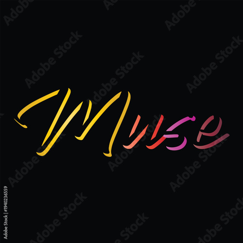 Abstract Gradient Stroke Muse Calligraphy.