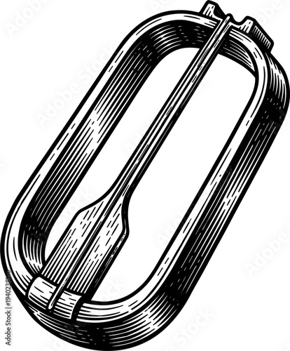 Oval Metal Buckle With Pin Antique Fastener Or Clasp Isolated On White