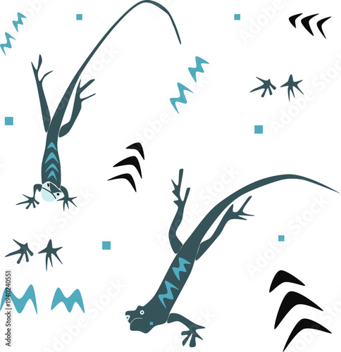 Dynamic teal and black reptile pop art background for streetwear