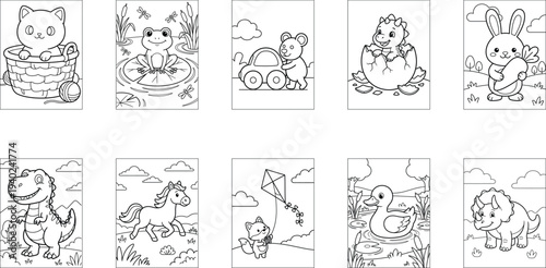 10 Cute Animal Coloring Pages for Kids – Bold and Easy Printable Bundle