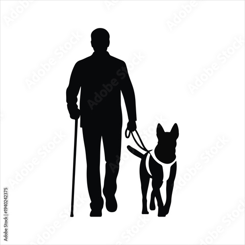 silhouette of a man with a dog