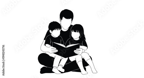 Father reading to children a heartwarming family moment silhouette