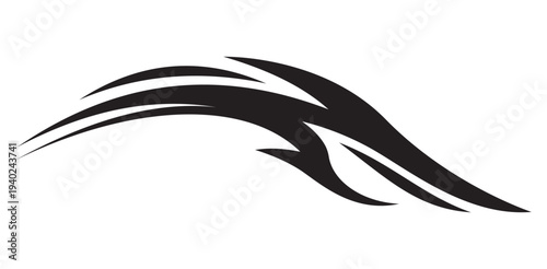 Sharp black tribal tattoo design featuring curved lines for automotive car decals racing stickers and wing vector design