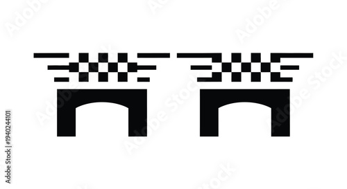 Abstract geometric shapes resembling arches a stark black silhouette