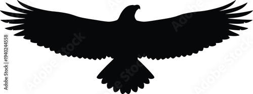 WebEagle Silhouette Vector with Spread Wings, Majestic Bird of Prey Isolated on White Background for Wildlife Illustration and Graphic Design Projects