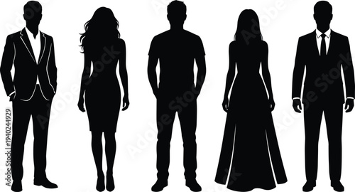 WebPeople, Silhouette, Business, Fashion, Professional, Corporate, Elegant, Casual, Collection, Vector, Standing, Lifestyle, Outline, Set, Human