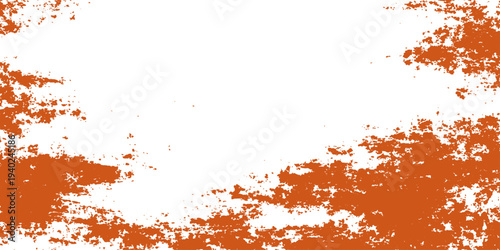 Artistic red grunge background with paint splashes and ink splatters features an orange watercolor texture design with liquid brush strokes and dirty paper stains as an abstract vector backdrop
