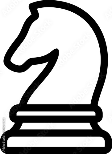 Black chess knight icon - outline