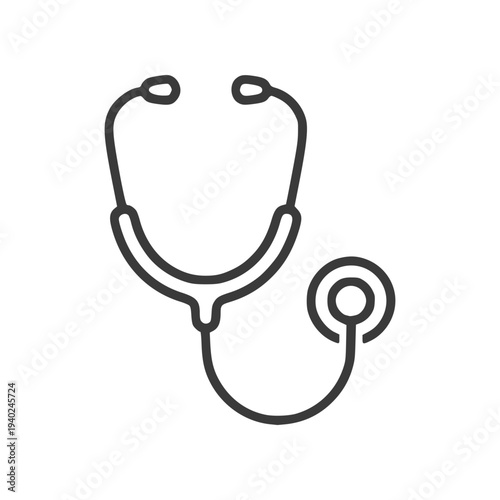 Minimal stethoscope icon in clean flat SVG style. Simple medical equipment symbol suitable for healthcare graphics, hospital apps, and clinic branding.