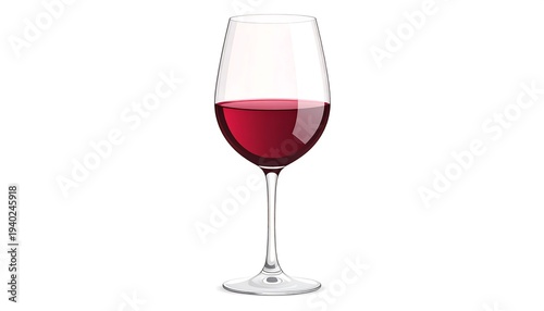 Elegant glass of red wine on a white background.